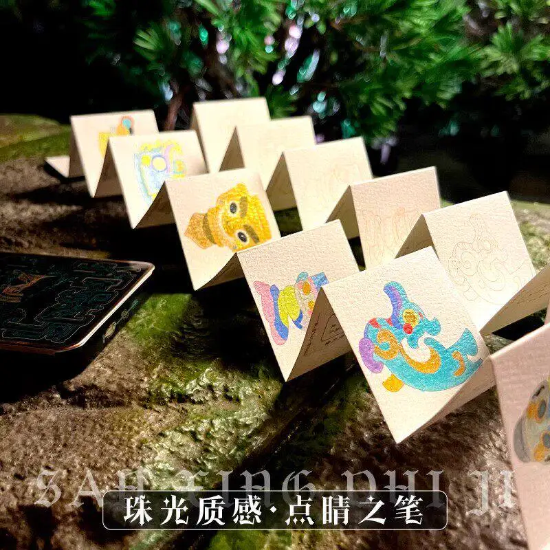 Metallic Pearlescent 24 Colors Solid Watercolor Paint Set with Portable Box Glitter Watercolor Pigments for Painting Writing