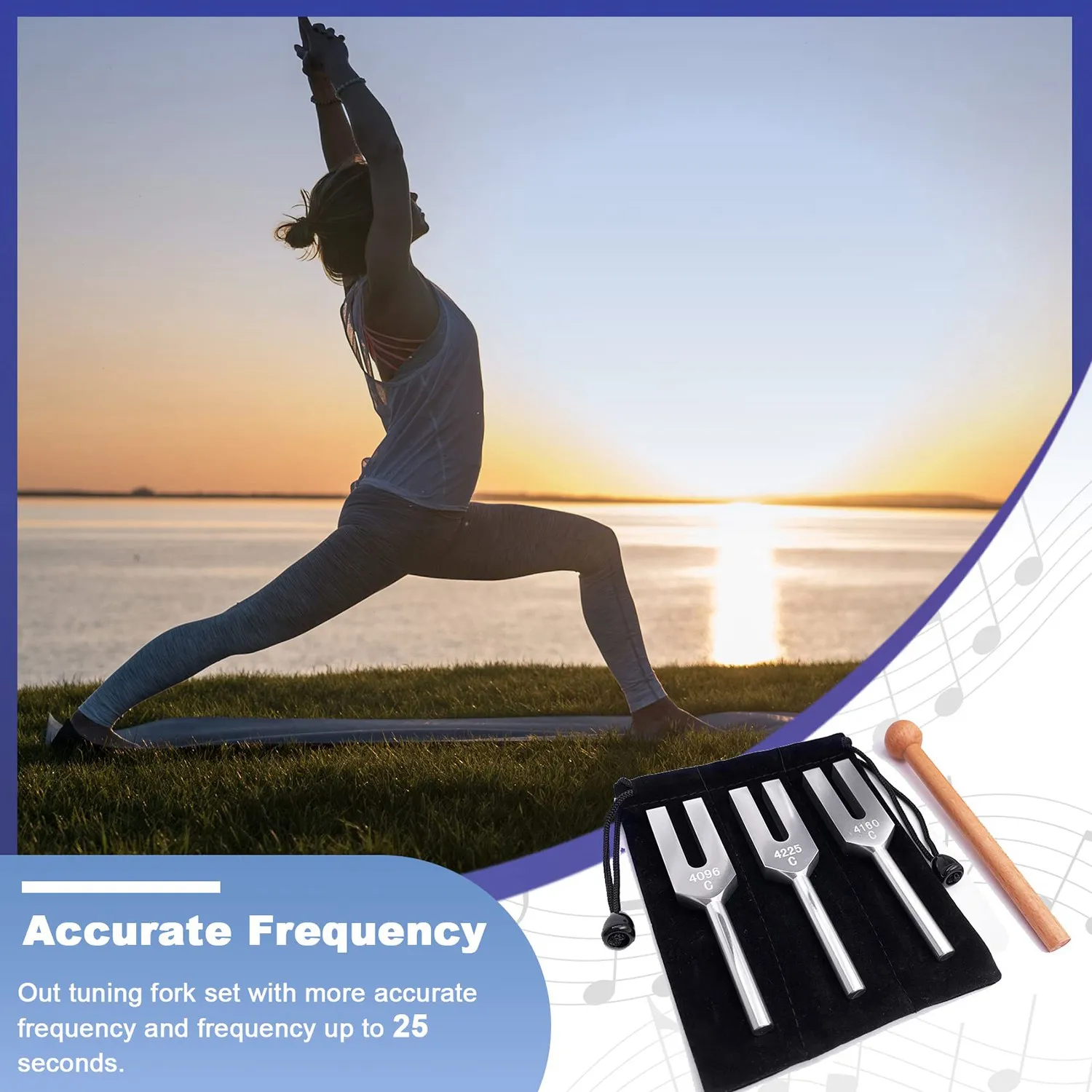 Tendencias ahora Juego de diapasones 4096 Hz 4160 Hz 4225 Hz Juego de diapasones Diapasón con martillos de madera y bolsa de tela Estilo 2