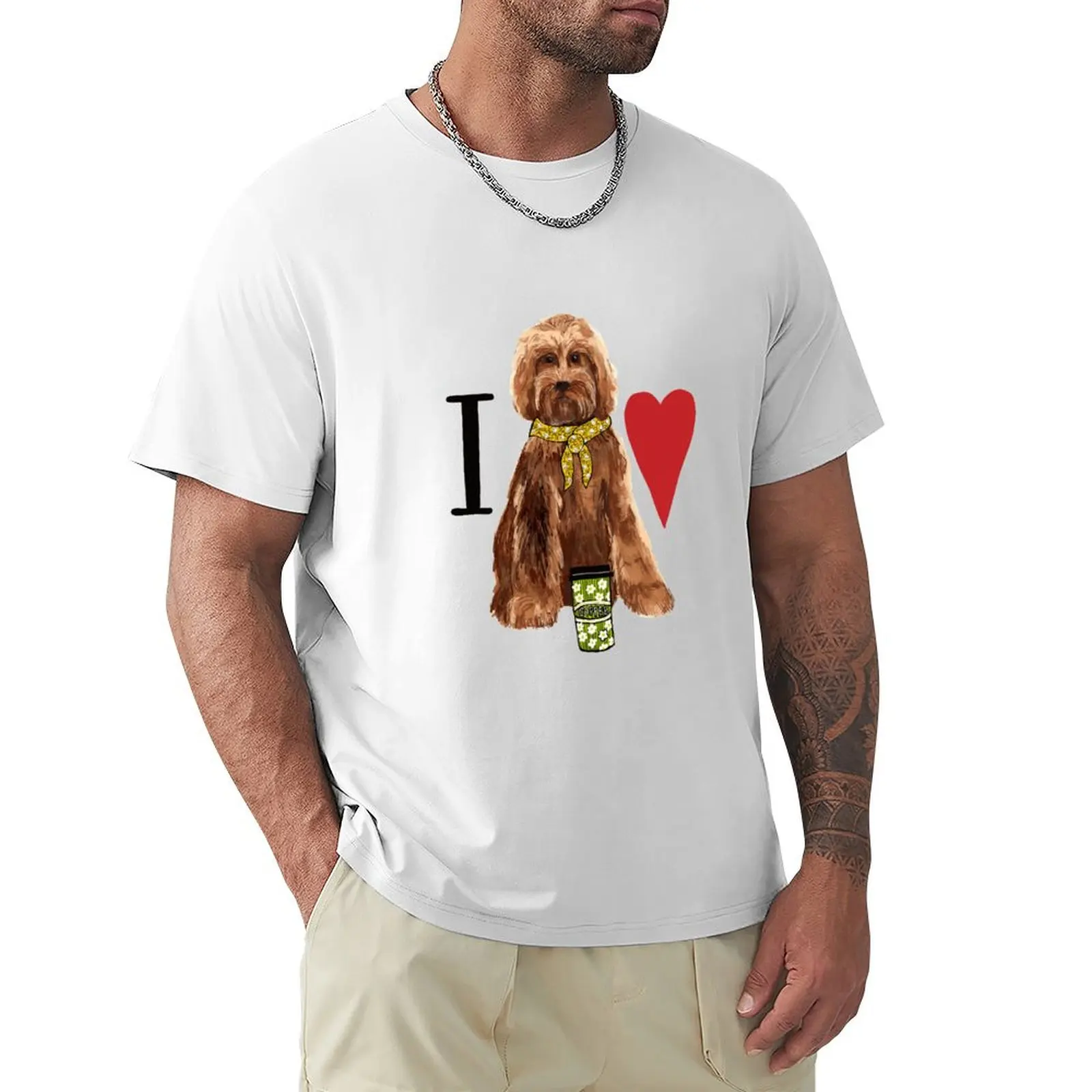 I Love Doodle Dogs and Coffee Perfect Dog T-Shirt plus sizes anime clothes sports fans blacks Men's t shirts