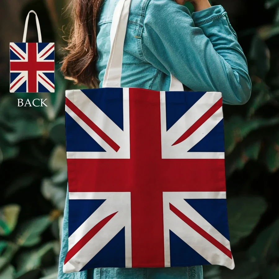 1pc UK Union Jack Flag Themed Tote Bag, Reusable Shopping Ba