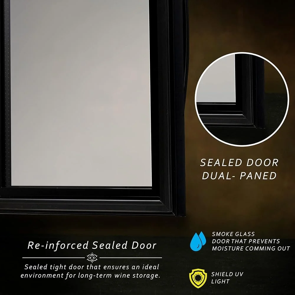 ثلاجة نبيذ 28 زجاجة، درجة حرارة قابلة للتعديل، تشغيل صامت، تحكم رقمي، مبرد نبيذ مدمج، تخزين النبيذ الأحمر والأبيض