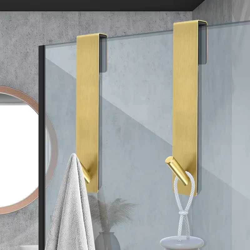 Edelstahl-Duschhandtuchhalter für Glasduschtüren, S-förmiger Bademantelhalter mit Haken für das Badezimmer – Detail 1