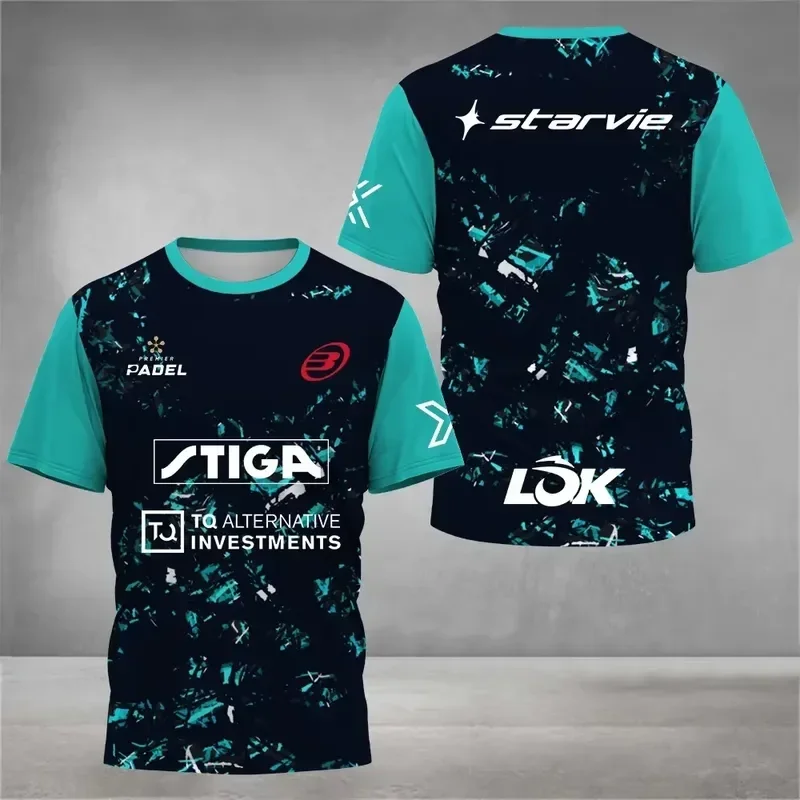 Shorts Comfortable Breathable Casual 2026 Multi Brand Sponsor Starvie Lok Stiga Print Padel Competition T Shirt Men Women