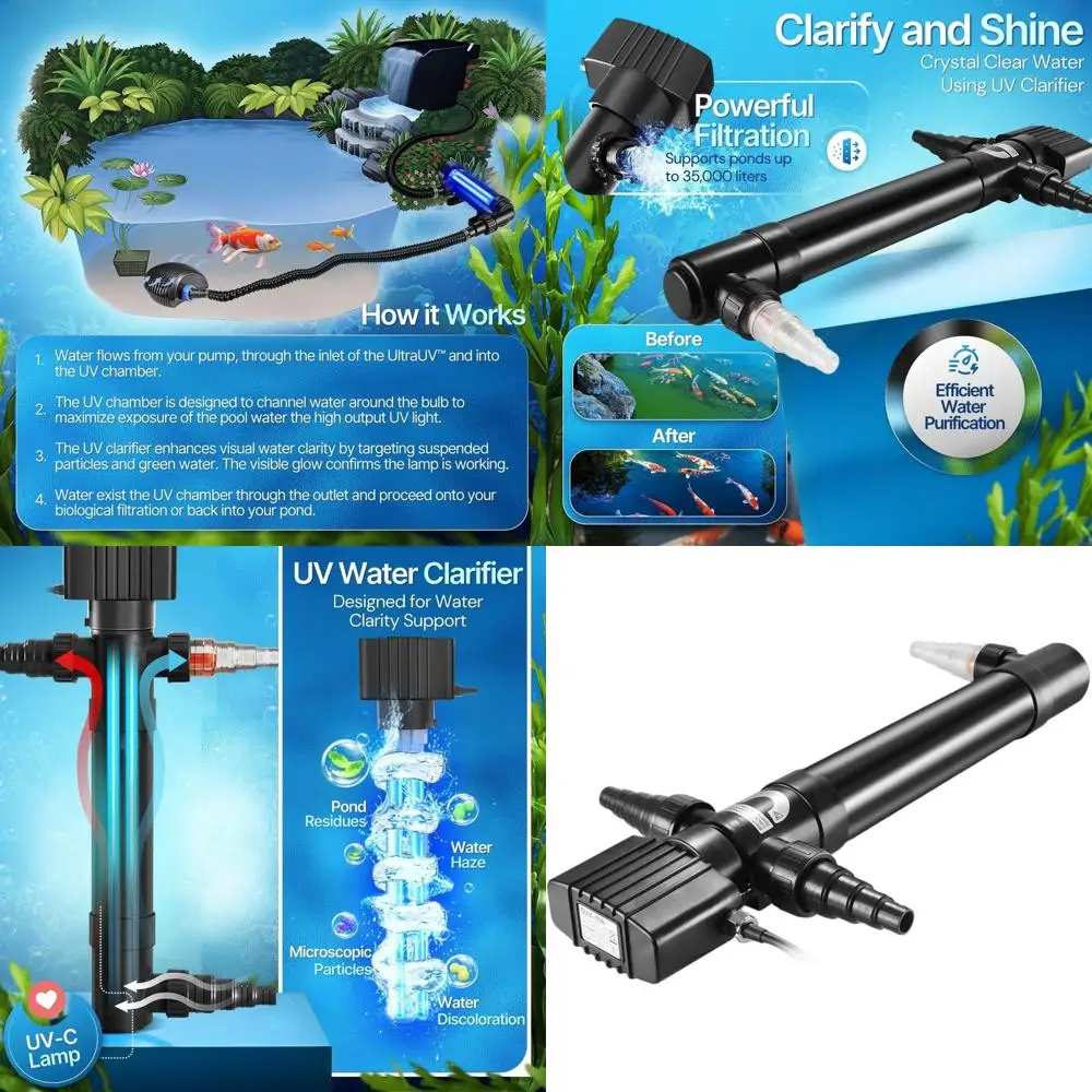 

55W High-Output UV Light for 5000L/H Pond Clarification, Clears Water Quickly