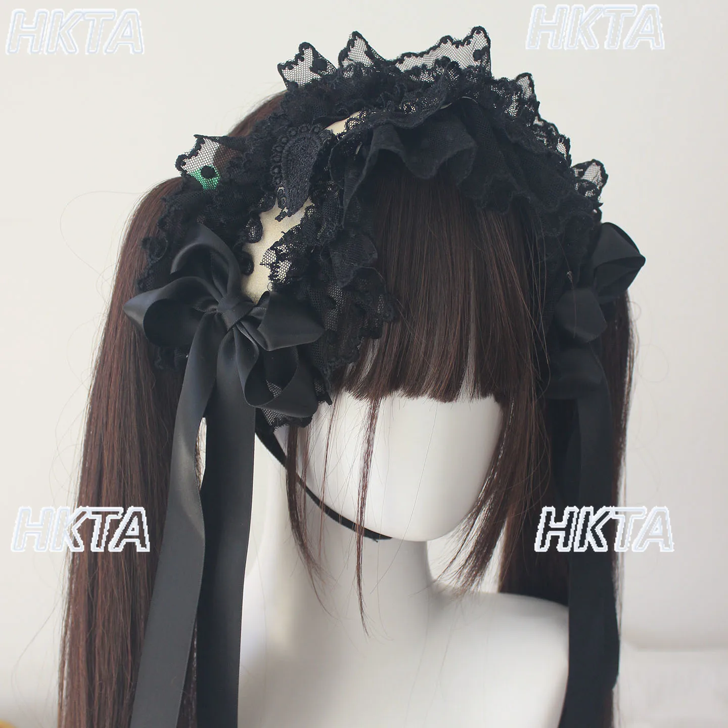 Original mignon esthétique Kawaii Lolita bandeau à pois dentelle soie Satin Ballet Lolita cheveux accessoires Cosplay bandeau filles