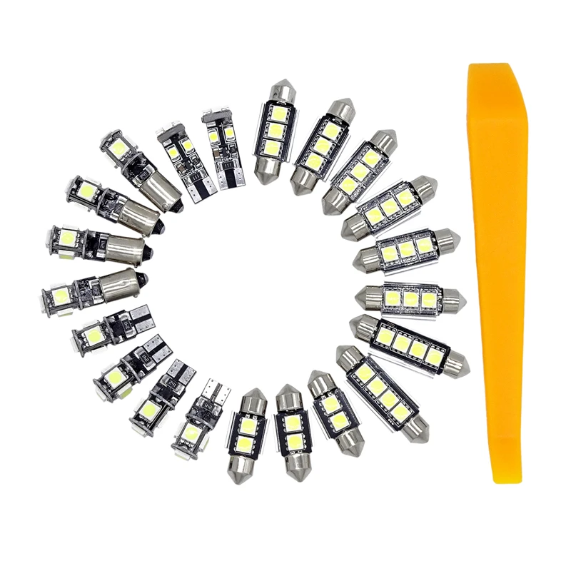 21Pcs Car LED Dome Map Reading Lamp White Lights Auto Interior Lighting Bulbs Accessories Kit for BMW 5 Series M5 E60 E61