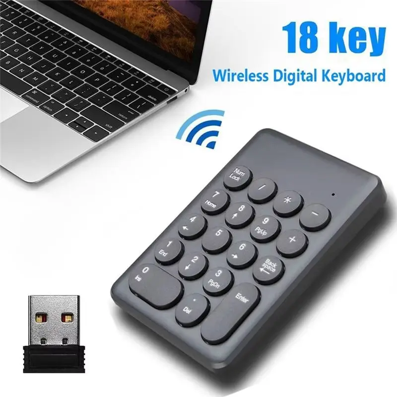 New Arrivals-New 2.4G Wireless Digital Keyboard USB 18 Keys Mini Numeric Keypad Numpad Accounting Teller For Laptop Notebook Tab