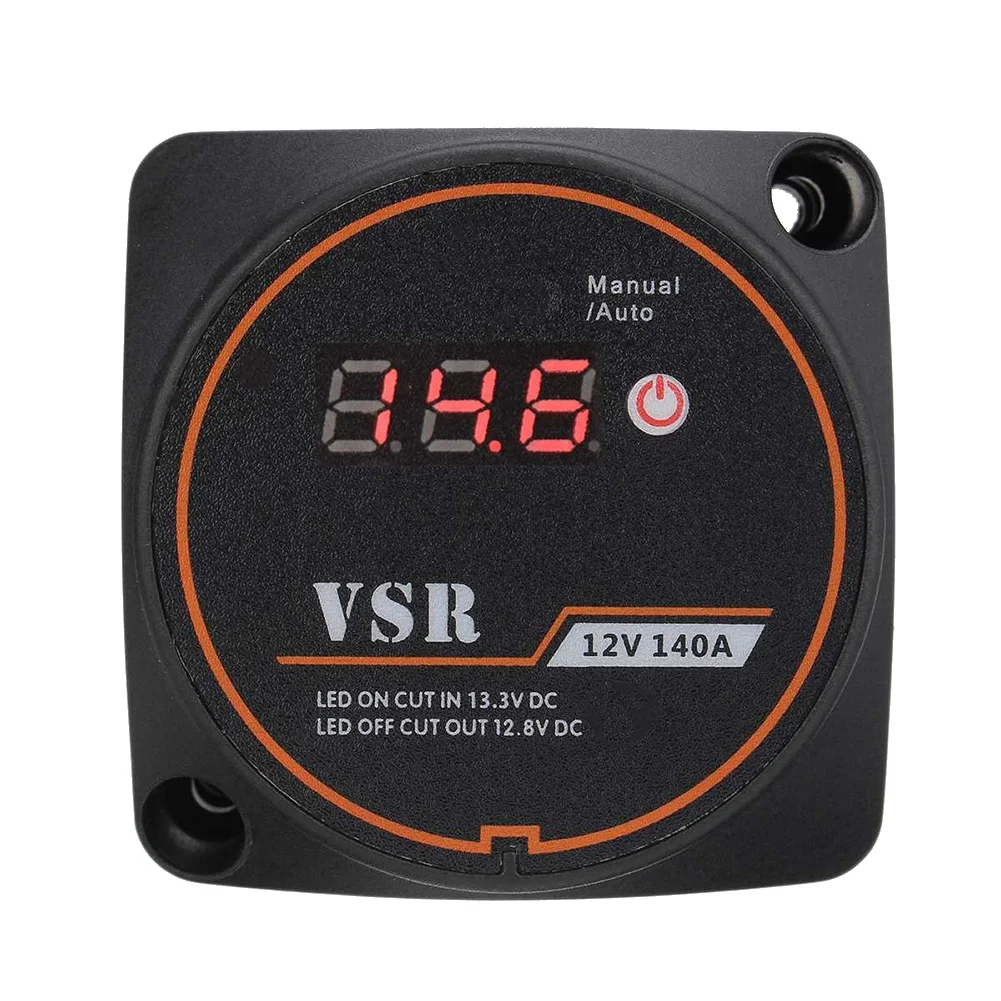 

Voltage Sensitive Split Charge Relay Digital Display VSR 12V 140A for Camper Car RV Yacht Smart Battery Isolator Charge