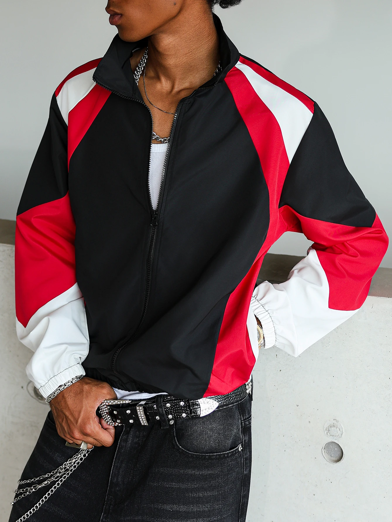 Herren Farbblock-Jacke, Leichtgewichtig, Lässig, Reisegeeignet, Winddicht und Verschleißfest, Hochwertiger Stoff, Geschenk für den Freund – Detail 4
