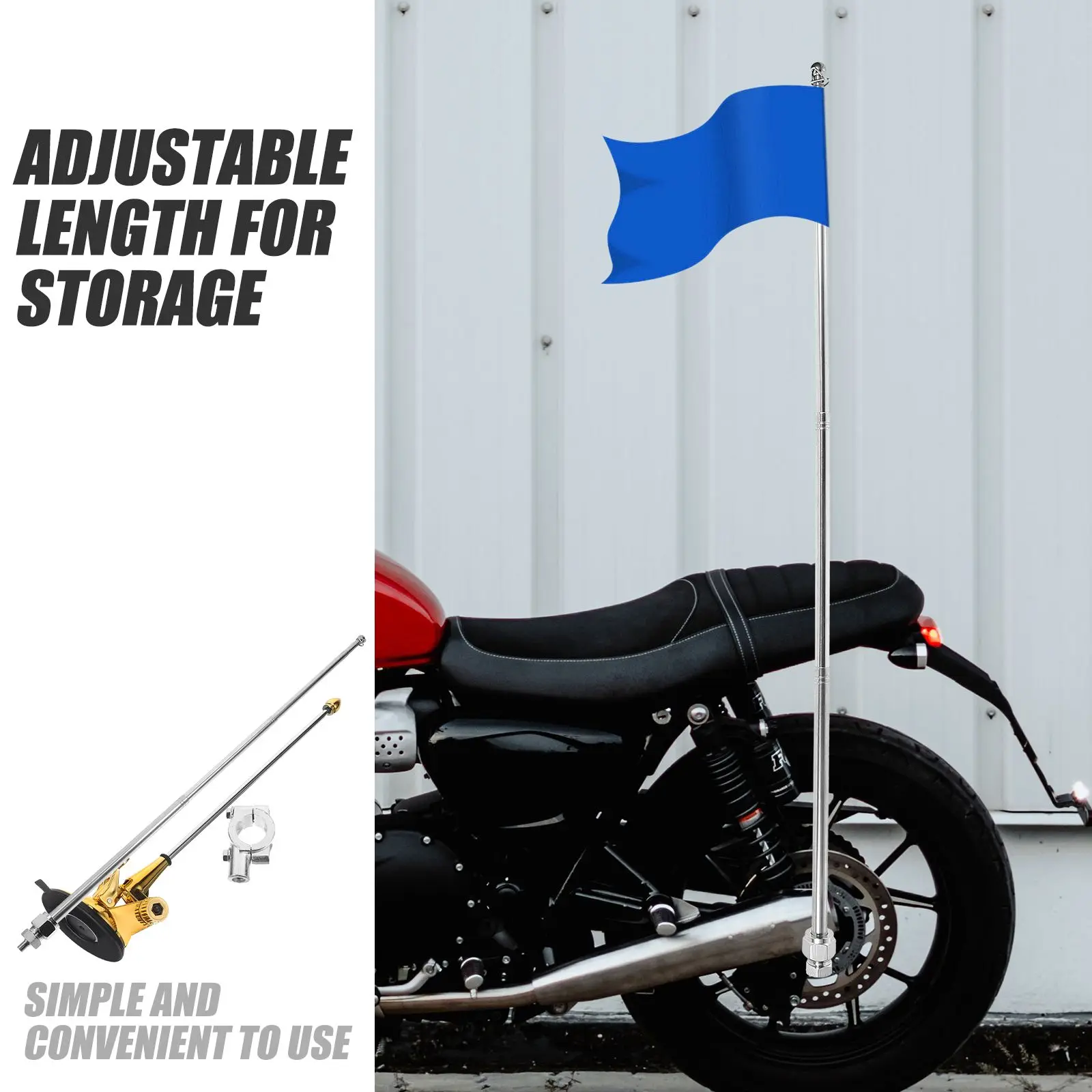 

Telescopic Flagpole 1Pc Aluminum Alloy Motorcycle Accessories 120cm Extendable Flag Mount Pole Bike Handlebar