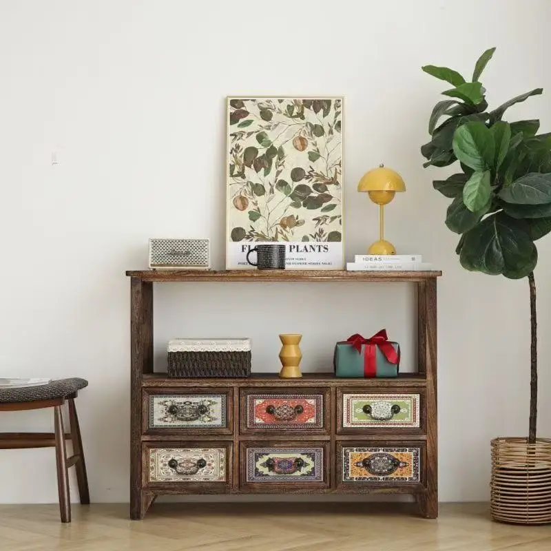 100X78X35CM painted solid wood chest cabinet drawer locker multi-function side cabinet
