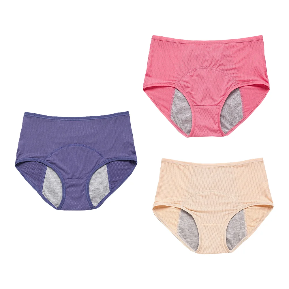 

3 Pcs Leak Proof Menstrual Period Briefs Moisture-aborbing Pants Panties High-waist Nylon Physiological Comfortable