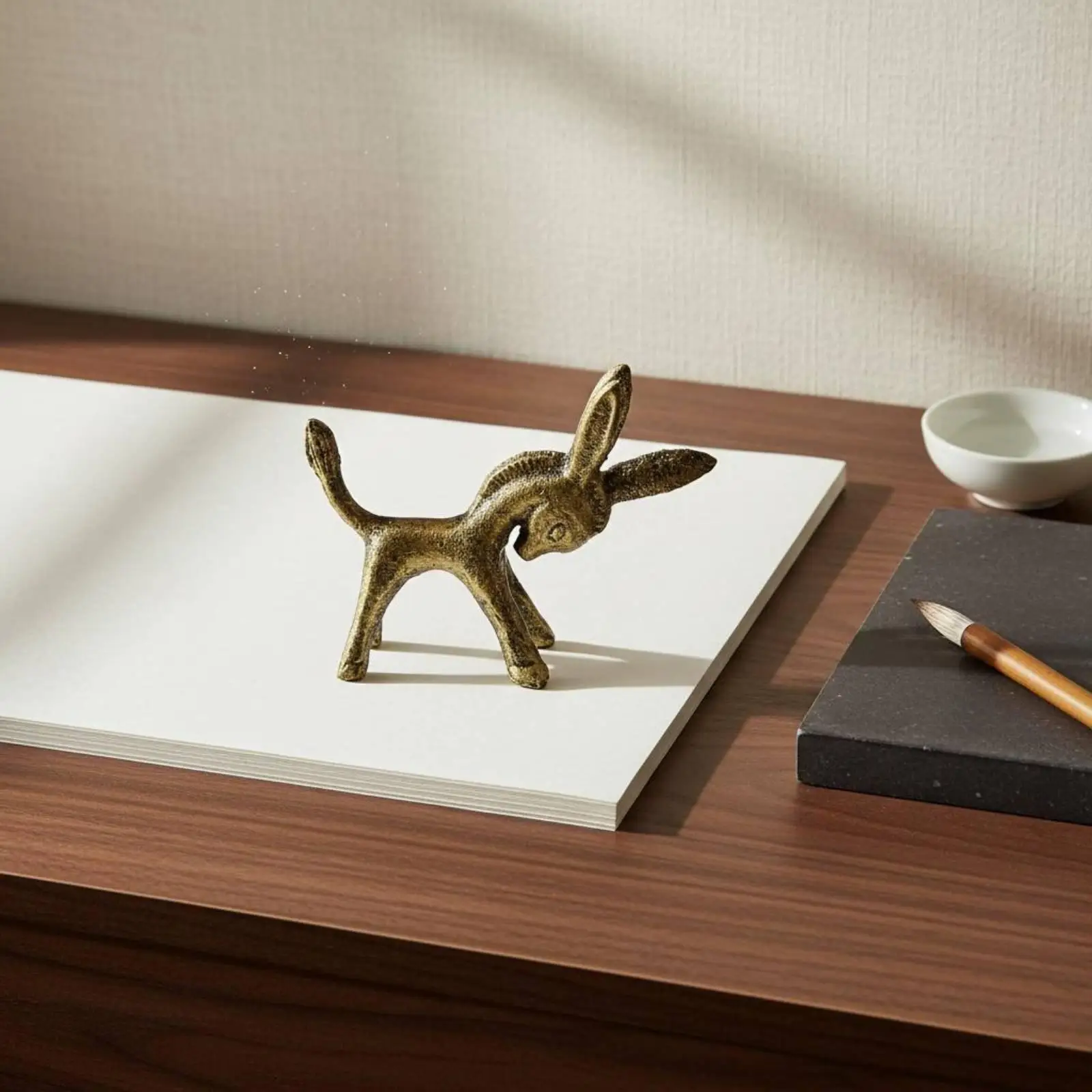 Cast Iron Donkey Paperweight Solid Metal Fauna Illustration Desk Decor for Student Handwriting Workspace