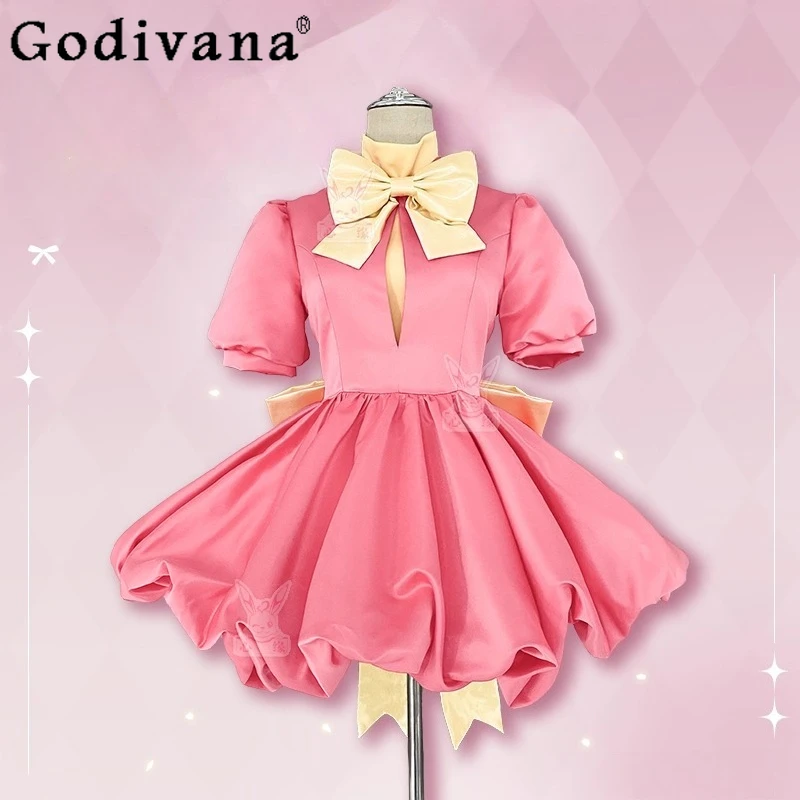 

Kinomoto Sakura Cosplay Uniform Outfit Hat Girls Anime Cardcaptor Captor Roleplay Dress Women Costume Pink Halloween Dress