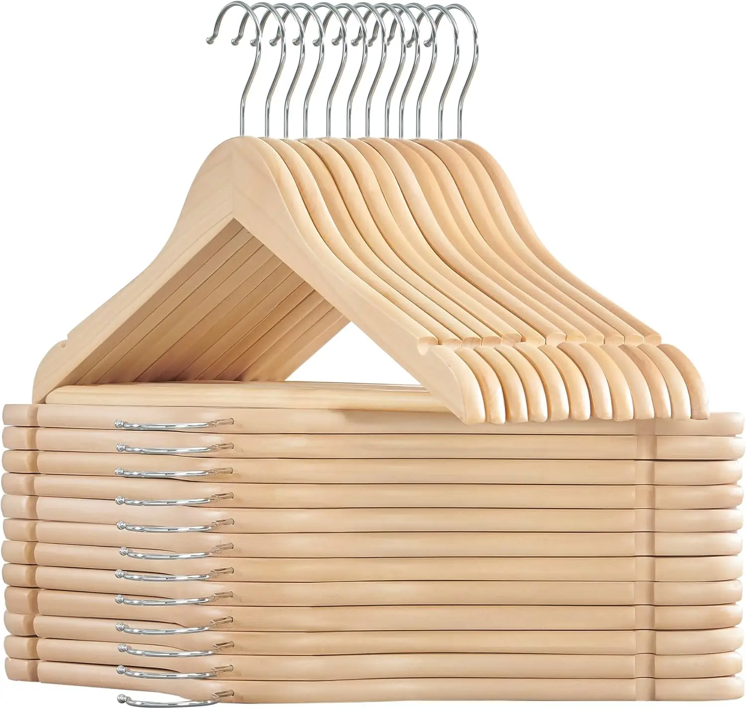 

Wooden Hangers, Pack of 24, Non-Slip Coat Hangers with 360° Swivel Hooks for Jackets and Shirts