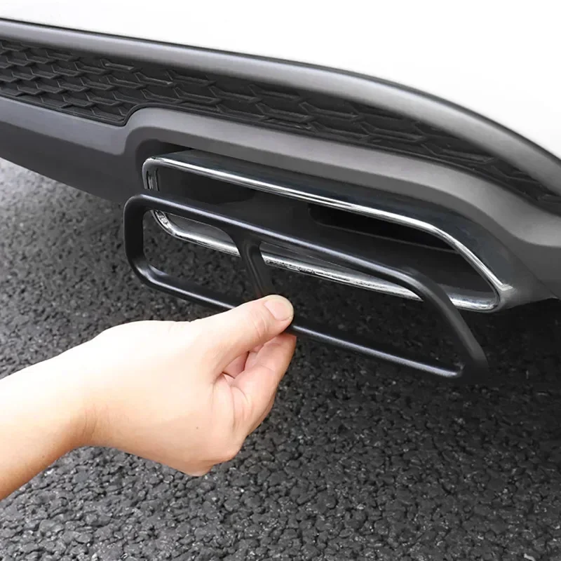 

For Audi A6 A7 C7 2016-2018 Car Rear Exhaust Tail Pipe Cover Trim Muffler High Quality Black 2PCS/Set Stainless steel