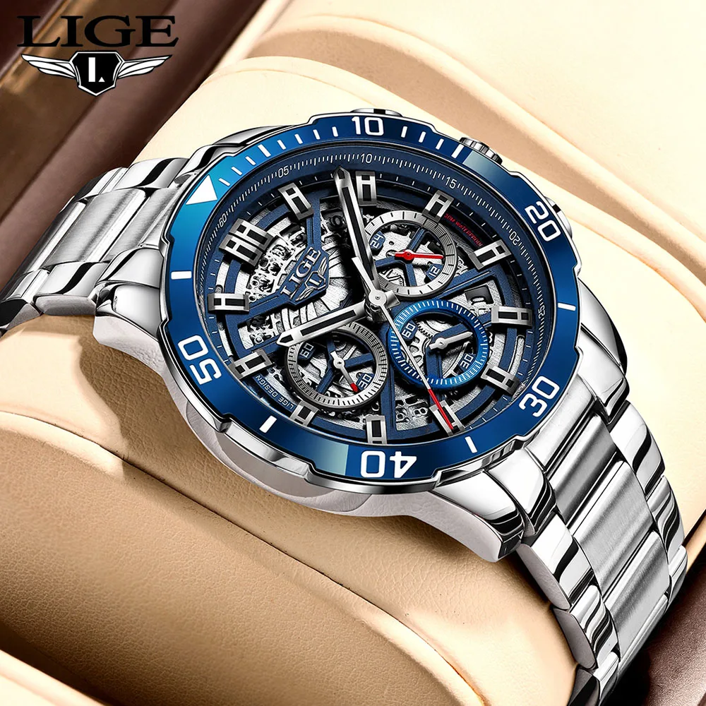 

LIGE Men's Watches Quartz Wristwatch Mens Watches Top Brand Luxury Watch Men Sport Military Watch Men Chronograph Reloj Hombre