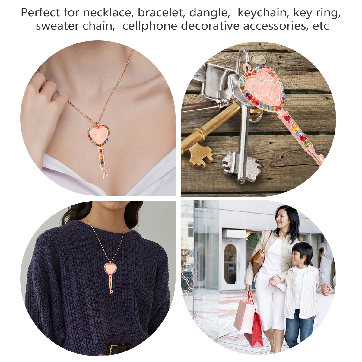 

10pcs Peach Key Alloy Pendant Diy Charm Pendant Charms Rhinestones Necklace Jewelry Components Metal Accessories DIY