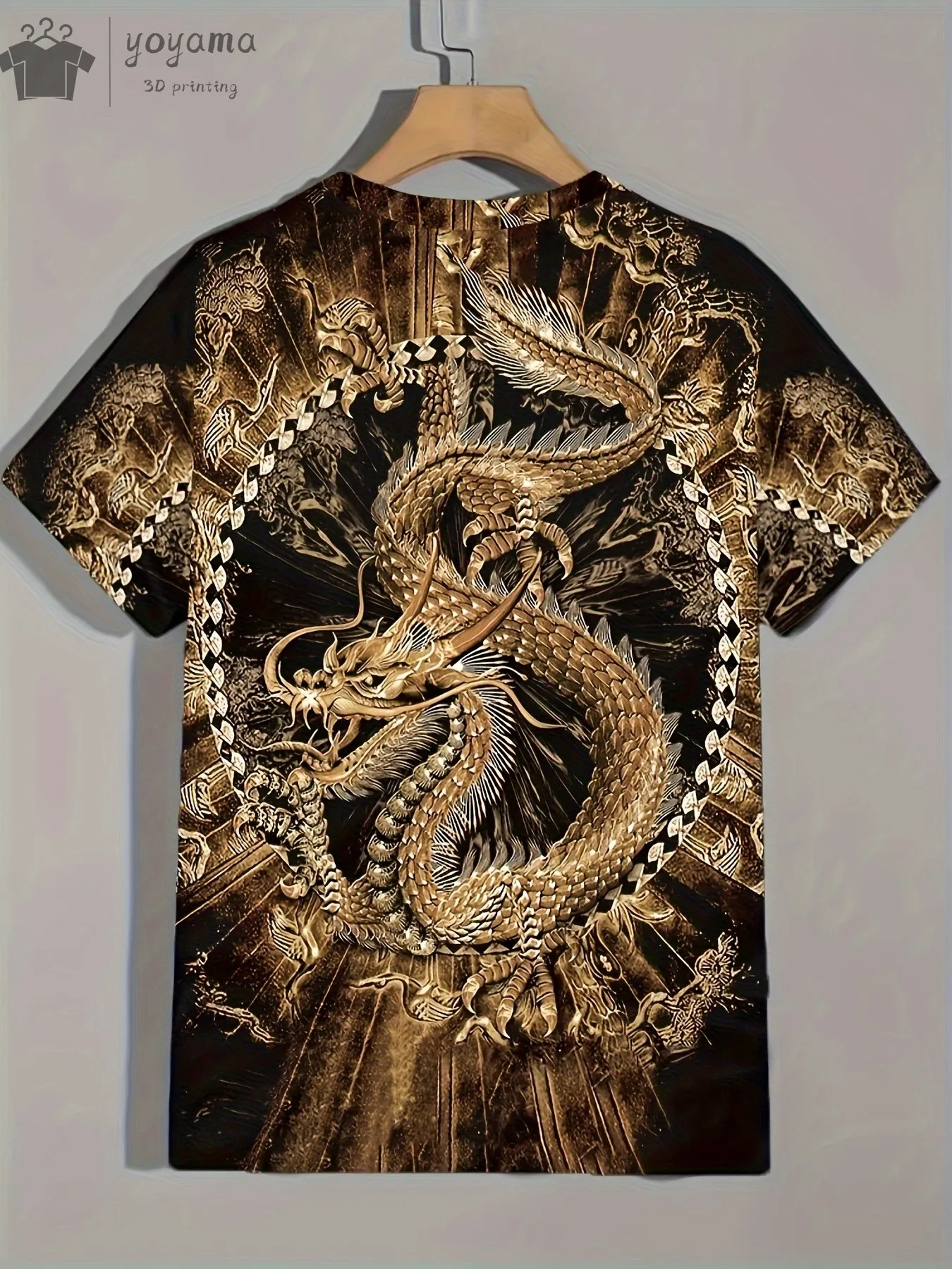 Men's Dragon T-Shirt Fashion 3d Printed T Shirt Animal Pattern Short Sleeved Oversized Streetwear Tees Summer Casual Mens Tops image 2