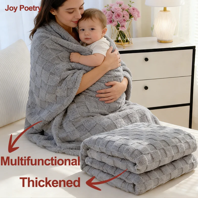 

70/100/150/200CM Thickened Solid Grid Warm Blanket Multifunctional Children Bed Sheet Cover Blanket Kids Sofa Nap Blanket