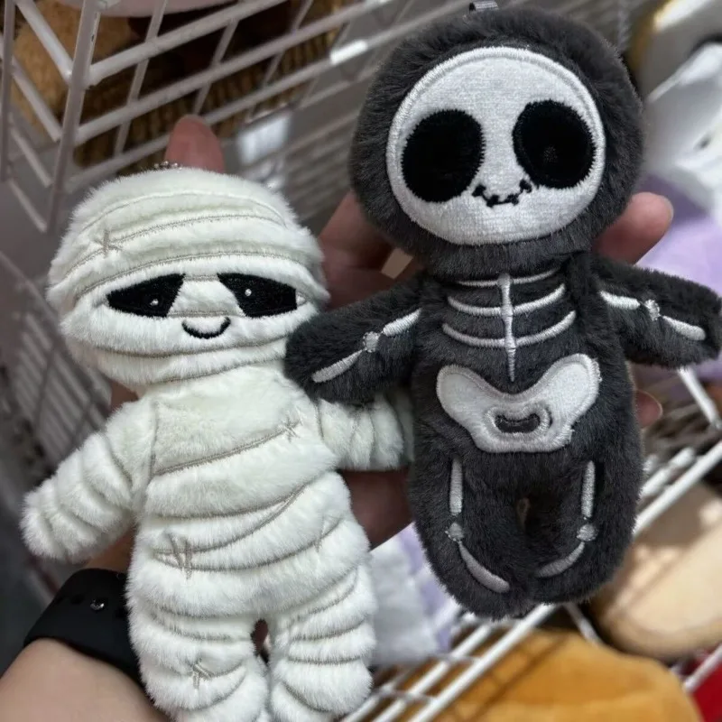Halloween Decor Plushies Cute Pumpkin Mummy Skeleton Stuffed Vegetable Dolls Funny Cartoon Bag Pendant Plushies Keychains Gifts