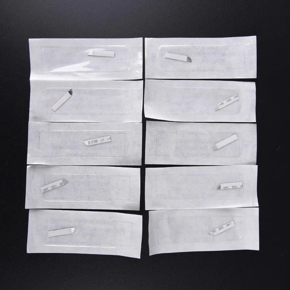 Manual Blade Tattoo Embroidery Microblading Pen Tattoo Manual Pen Blade 50pcs 7/9/11/12/14Pin Tattoo Needles Eyebrow Makeup