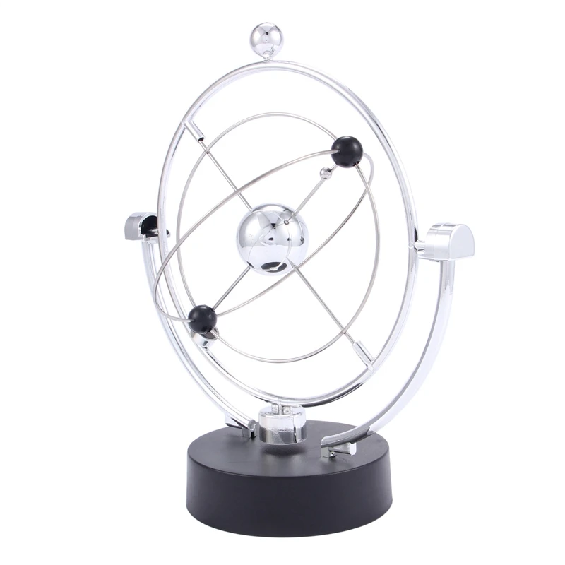 Perpetual Motion Desk Sculpture Toy - Kinetic Art Galaxy Planet Balance Mobile - Magnetic Executive Office Home Decor Tabletop T