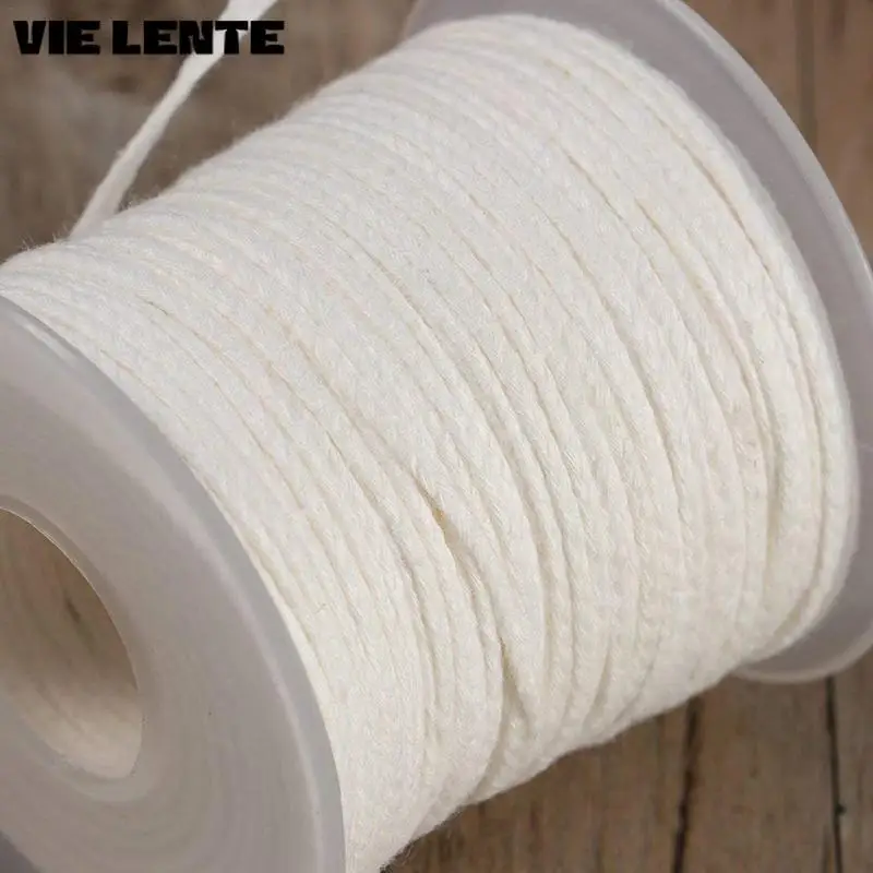 1 Roll 200 Feet 61M White Candle Wick Cotton Candle Woven Wick for Candle DIY and Candle Making Candle Making Supplies Accessory