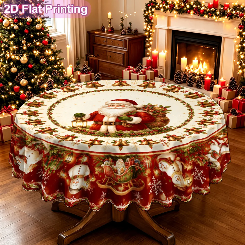 1, Holiday Santa Claus, Christmas Decorative Plate, Printed Tablecloth