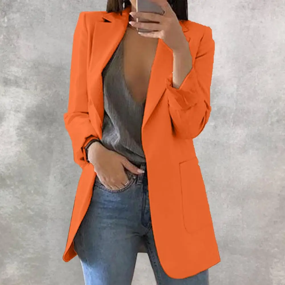 Women Suit Coat Elegant Women's Suit Coat with Lapel Pockets for Business Office Slim Fit Solid Color Outwear Versatile