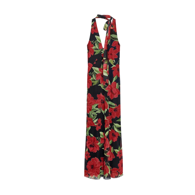 Sommer Neue Romantische Druck Seide Me Dünne Schal Verziert V-ne Svel frauen Dr Ele Hohe Taille Langen Rock