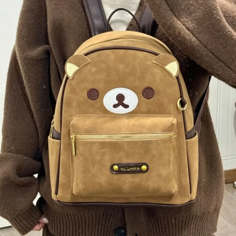 

27Cm Japan Anime Rilakkuma Modeling Large Capacity Backpack Cortex Material Waterproof Smooth Zipper Student Go School Schoolbag