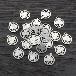 30pcs 12x10mm Clover No Fade Charms 316 Stainless Steel Charms handmade Craft pendant Jewelry Making,DIY for necklace