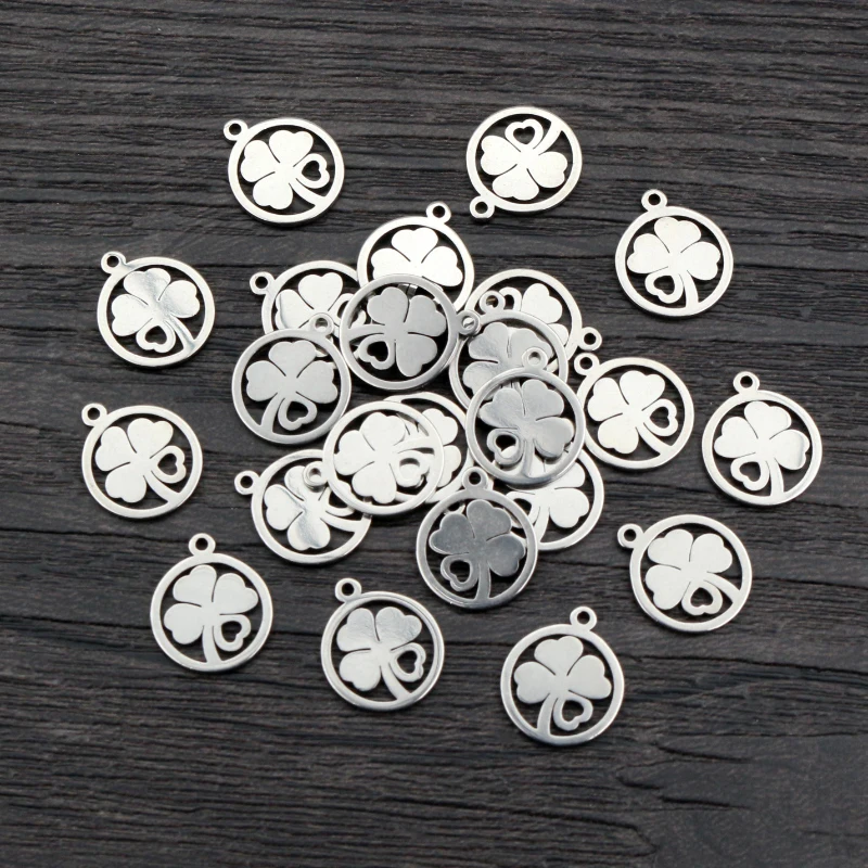 30 sztuk 12x10mm koniczyna nie znikną Charms 316 ze stali nierdzewnej Charms handmade Craft wisiorek tworzenia biżuterii, DIY dla naszyjnik