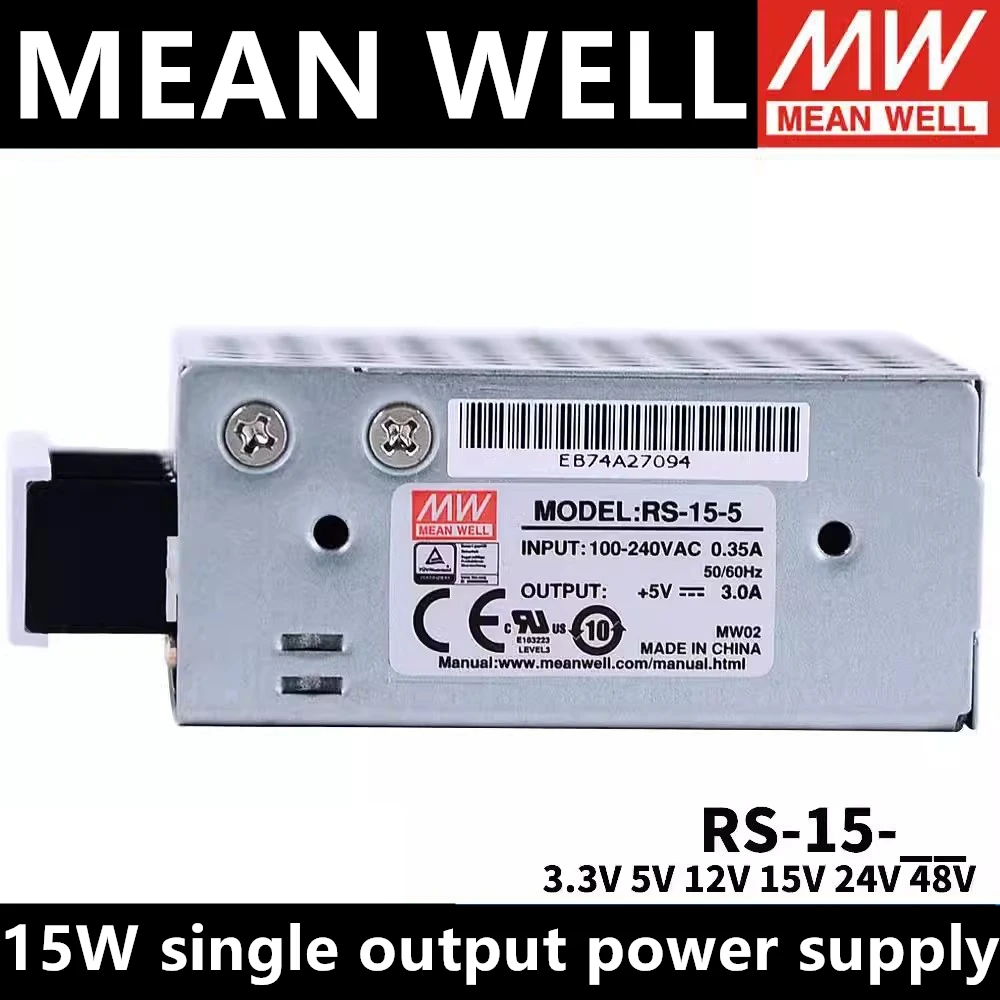 Taiwan MEAN WELL RS-15-3.3 RS-15-5 RS-15-12 RS-15-15 RS-15-24 RS-15-48 Switching Power Supply Single group output