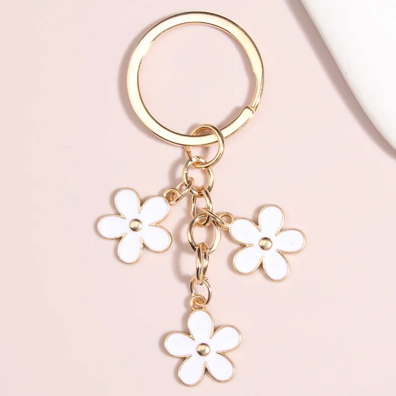 Colorido Sakura Flower Esmalte Chaveiro para Mulheres, Chaveiro Bonito, Doce Chaveiro para Meninas, Acessórios para Bolsas, Presentes de Jóias DIY