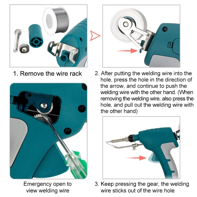 Portable Cordless Automatically Send Tin Electric Soldering Iron Gun for Makita/Dewalt/Milwaukee/Bosch 18V Lithium Battery