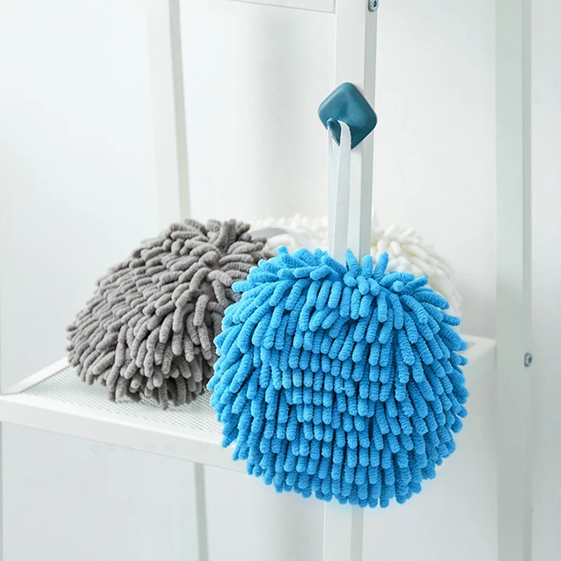 Chenille Hand Towels Kitchen Bathroom Hand Towel Ball with Hanging Loops Quick Dry Soft Absorbent Microfiber Towels