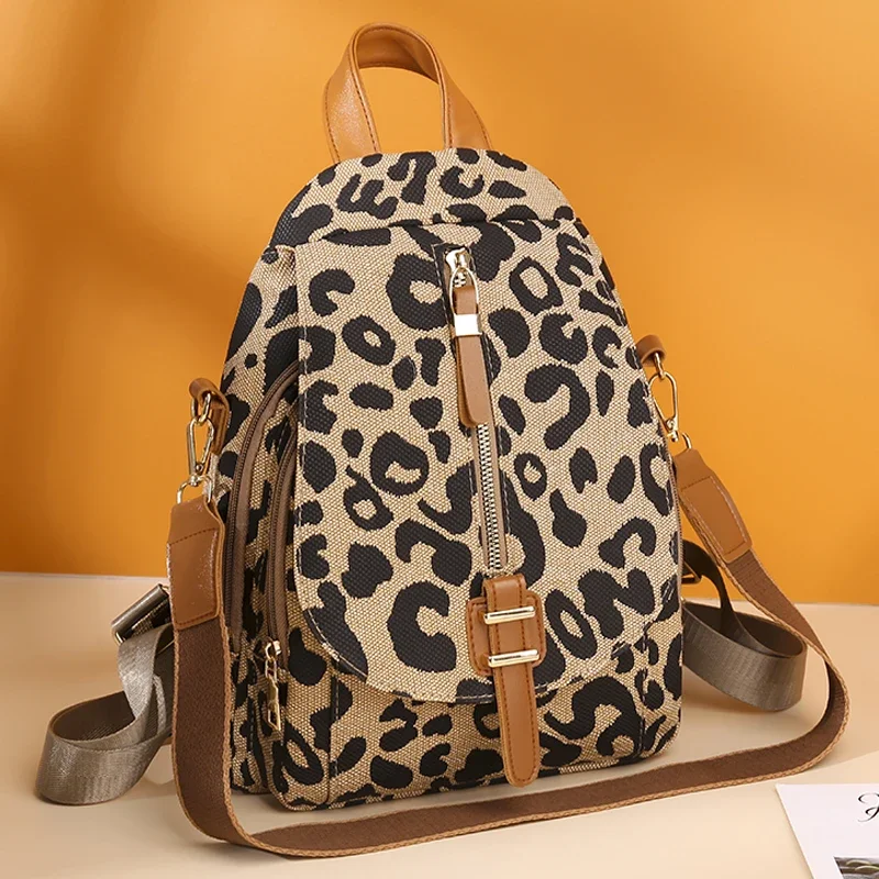 Zaino da viaggio leopardato da donna 2023 zaini in pelle da donna borse a tracolla moda zaino femminile borse da scuola Mochilas per ragazze