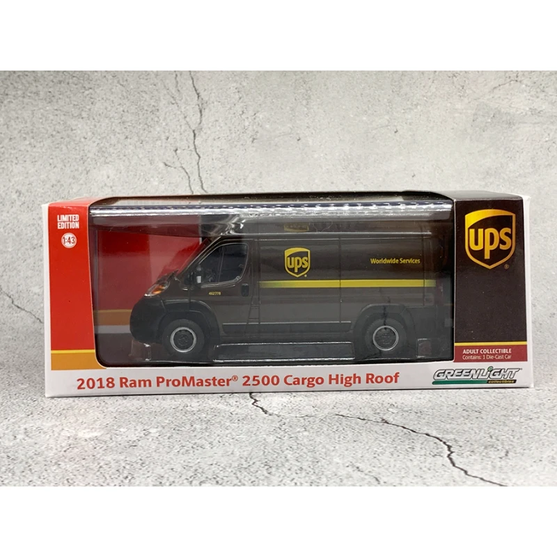 Greenlight moulé sous pression 1:43 échelle 2018 Ram ProMaster 2500 Cargo toit haut Van alliage modèle de voiture Collection décoration garçon cadeau affichage