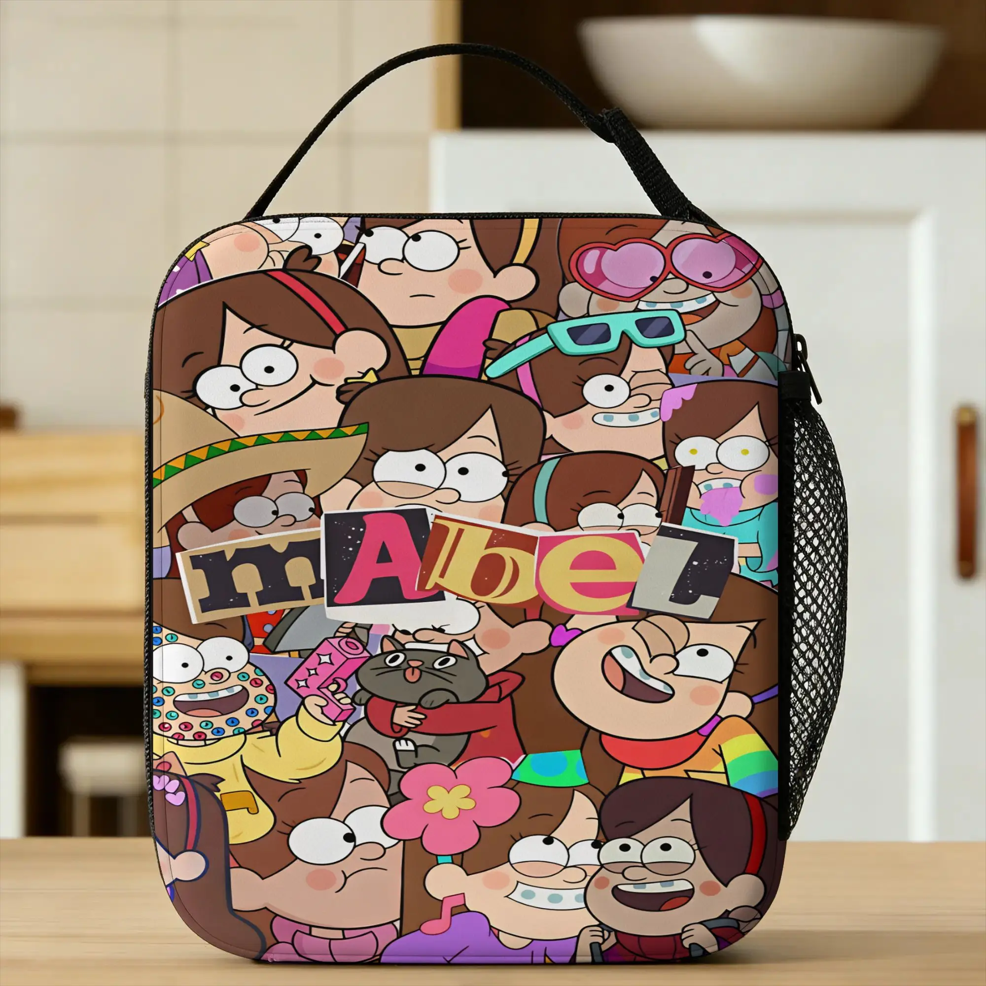 Mabel Lunch Bag For Child G-Gravity Falls Designer Lunch Box Funny Outdoor Cooler Bag Portable Zipper Thermal Tote Handbags