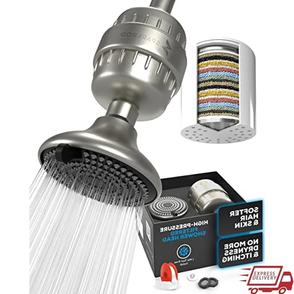 Luxury 23-Stage Filtered Shower Head Set Reduces Chlorine & Heavy Metals 3 Spray Settings Skin & Hair Support Easy Installation