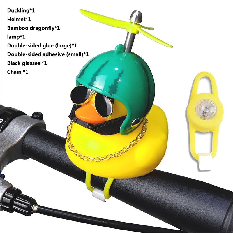 1Set Fahrrad Gelbe Ente Cartoon Kleine Gelbe Enten Helm Kopf Licht Glänzende Ente Fahrrad Glocken Lenker Fahrrad Zubehör