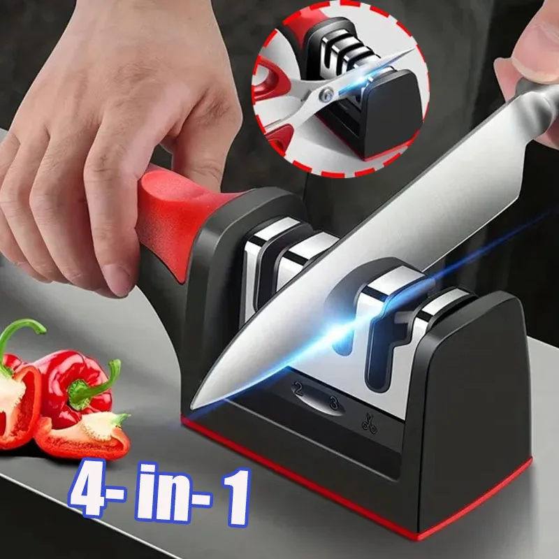 

Knife Sharpener Handheld Multi-function 4 Stages Type Quick Sharpening Tool Knife Sharpening Stone Kitchen Accessories Gadget