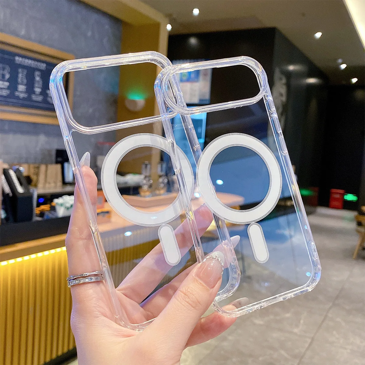 حافظة هاتف Magsafe مغناطيسية أصلية شفافة لهاتف آيفون 17 Air 16 Pro Max 15 14 13 12 11 غطاء حماية مضاد للصدمات