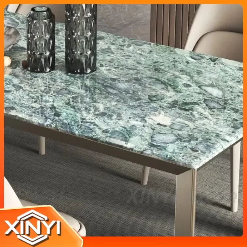 Light Luxury Marble Dining Table for Modern Simple Rectangular Italian Style Home Decor Living Room Furniture Dining Set