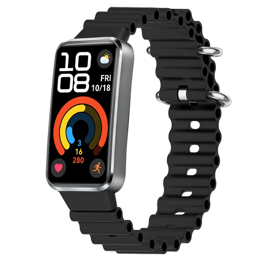 Ocean Silicone Strap for Huawei Band 10 9 8 Double Buckle Smartwatch Replacement Bracelet Watchband For Huawei Band 10 9 8 Belt