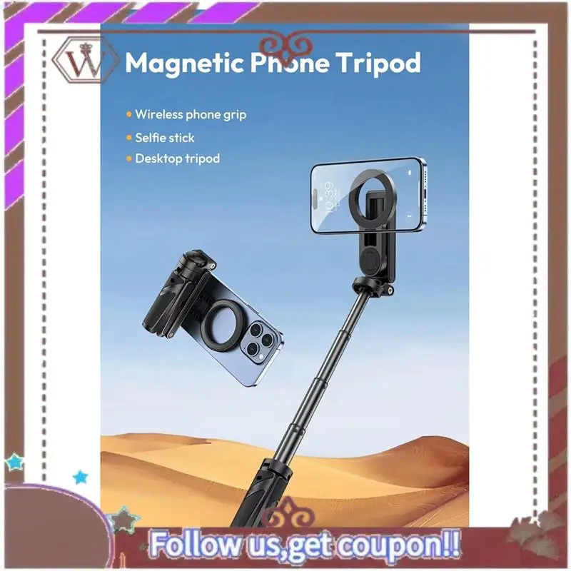 ABBG-New JJ03 حامل ثلاثي للهاتف المغناطيسي قبضة هاتف لاسلكية عصا سيلفي سطح المكتب حامل ثلاثي القوائم لهاتف آيفون 16 15 14 13 برو ماكس