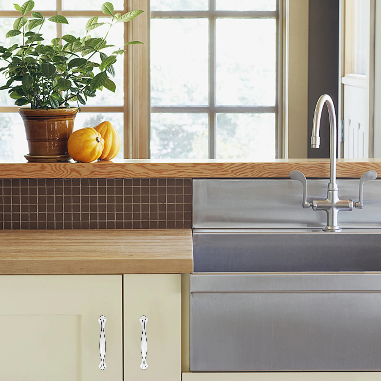 

6Pcs Cupboard Handles Aluminum Alloy Decorative Door Pulls Easy Install Solid Drawer Knobs for Bedroom Cabinet Renovation