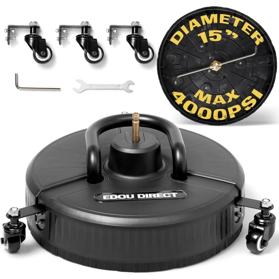 

Pressure Washer Surface Cleaner with Wheels and Handle - Heavy-Duty Plastic - 15'' - Compatible with Most Electric Pressure Wash